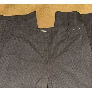 New York & Company Stretch Gray Pinstriped Trousers Women size 14 Tall